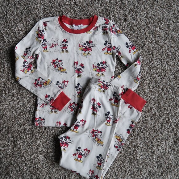 Pottery Barn Kids Christmas Disney Mickey Minnie Mouse Snowman Size 10 - Picture 1 of 5